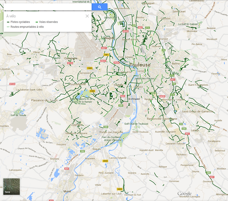 Google Maps Vélo Toulouse